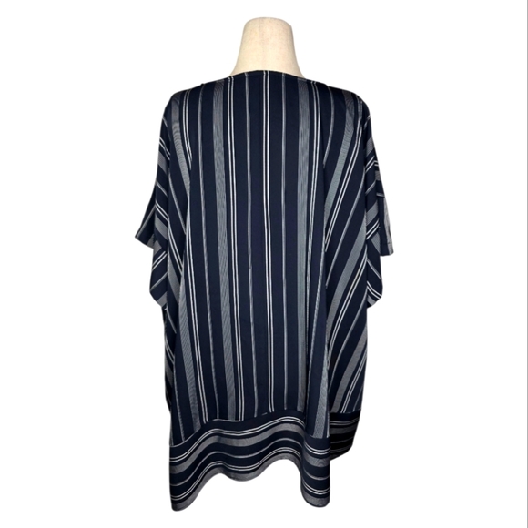 Lane Bryant Plus 28 Navy White Stripe Dolman Sleeve Asymmetric Hem Tunic Top - Picture 6 of 7